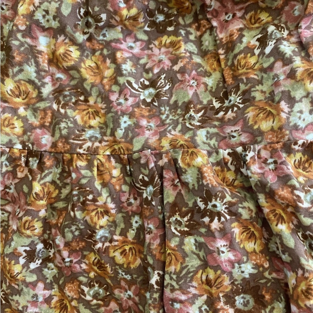 Wild Fable Brown Floral Short Puff Sleeve Boho Hippie Babydoll Dress. Small - Picture 12 of 15